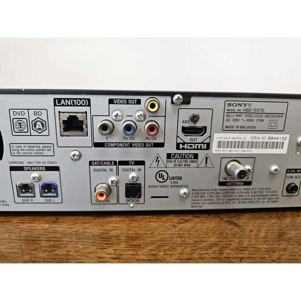 Sony HBD-E570‎ HD 3D BluRay Player Home Theater Receiver - No Remote - Tested